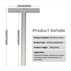Escuadra en T de aluminio de 40 cm x 60 cm para carpintería, 90 grados. Regla de Ángulo Recto con Grabado Láser, Escala Clara, Uso en Múltiples Escenarios - Product Image 5