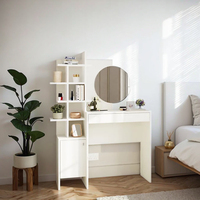 Bureau de maquillage de chambre à coucher fini blanc avec grand tiroir coulissant et coiffeuse à miroir