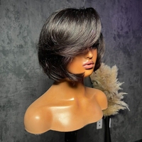 Usine Pixie Cut Perruques de Cheveux Humains Naturel Sassoon Style Cheveux T Partie Dentelle Perruques Sans Colle Coupe Courte Perruque
