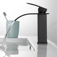 Robinet de bain et douche noir monotrou en acier inoxydable 304 à sortie cascade carrée