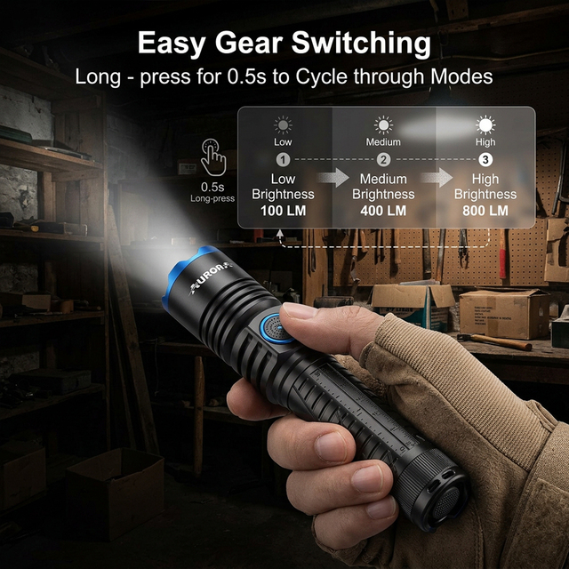 Aurora  Zoomable Multi-function EDC Flashlight Rechargeable Torch Light  Portable Led Flashlight