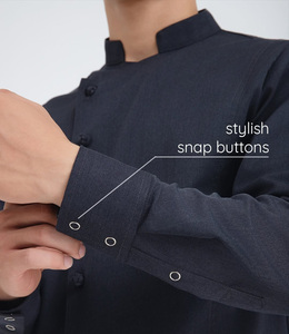 Uniforme de chef haut de gamme ENCHI pour hommes, hauts à boutons simples, manches longues, mélange de polyester sergé, uniformes de restauration occidentale, uniformes de bar - Product Image 4