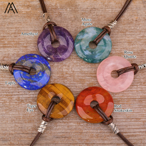 Collar con colgante de rosquilla de cristal para hombre, joyería de 30mm, regalos de cumpleaños - Product Image 2