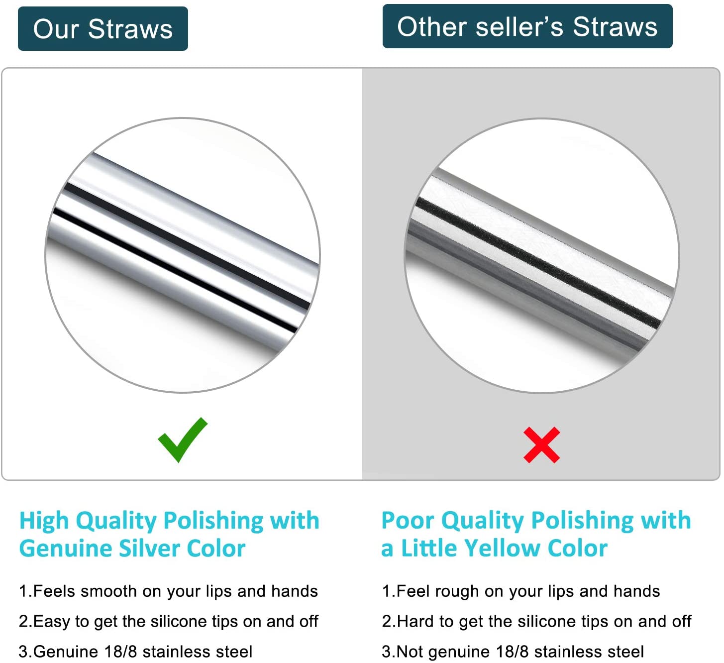 Reusable stainless Steel Straws with Travel Case Cleaning Brush Silicone Tips Eco Friendly Extra Long Metal Straws Drinking