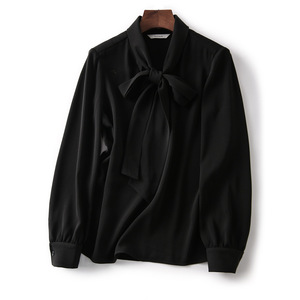 Camicia Casual da <span class=keywords><strong>donna</strong></span> camicetta estiva con bottone a maniche lunghe con collo a papillon camicette da <span class=keywords><strong>donna</strong></span> - Product Image 3