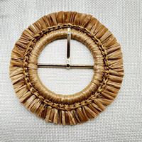 Boucle de ceinture personnalisée en raphia recouvert d'herbe anneau de réglage boucle en métal pour ceinture femme