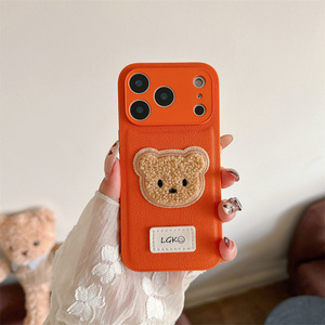 เคสโทรศัพท์มือถือลายการ์ตูนหมีหนังกำมะหยี่นุ่ม สำหรับ iPhone 17 16 15 14 Pro Max น่ารัก ปักลาย DIY สีสันสดใส ป้องกันการกระแทก - Product Image 3