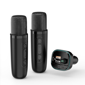 Micrófono <span class=keywords><strong>de</strong></span> Karaoke Bluetooth para Auto, Transmisor FM Inalámbrico, Cargador USB Dual, Eliminación <span class=keywords><strong>de</strong></span> <span class=keywords><strong>Voz</strong></span>, Efectos <span class=keywords><strong>de</strong></span> <span class=keywords><strong>Voz</strong></span>, Reproductor <span class=keywords><strong>de</strong></span> Audio - Product Image 1