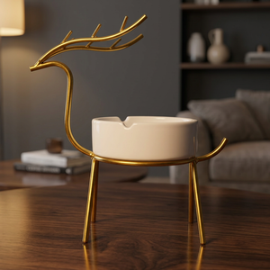 Cendrier de bureau en laiton de style nordique en forme de cerf pour la décoration de la maison - Product Image 3