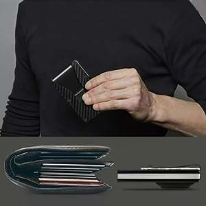 Minimalist RFID Designer Aluminum Alloy Credit <b>Card</b> <b>Holder</b> <b>Wallet</b> with Clip & Elastic Band for Slim Men Pocket <b>Wallet</b> Anti RFID - Product Image 2