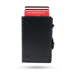 High Capacity Slim Minimalist Carbon Fiber Leather <b>Smart</b> <b>Wallet</b> RFID Blocking Double Aluminum for Credit Card Holder Gift Box - Product Image 2