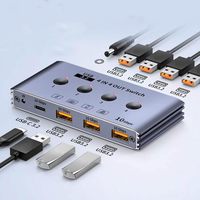 Commutateur USB 3.2 SYONG pour 4 ordinateurs partageant imprimante, clavier, souris, 10 Gbps, 1 port USB-C et 3 ports USB-A 10 Gbps, commutation par bouton IR