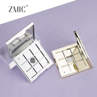 Palette de fards à paupières 9 couleurs vide, carrée, métallique, argentée et dorée, avec miroir, pour fards à paupières et illuminateurs, vente en gros, palette de blush crème