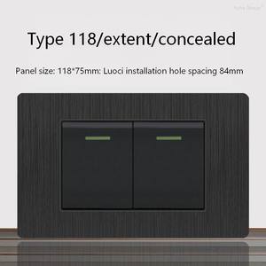 Panel de PC negro cepillado, 2 juegos de luces indicadoras LED rectas unidireccionales, interruptor de encendido/apagado de 16A, interruptor universal para pared de escalera. - Product Image 4