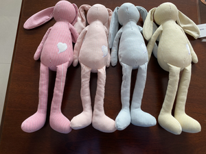 Peluches de Pâques roses, lapin de Pâques rayé, poupée lapin douce, décorations d'<span class=keywords><strong>anniversaire</strong></span>, jouet lapin rose <span class=keywords><strong>beige</strong></span> - Product Image 2