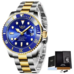 LIGE LG10045 Luxury Fashion Men Wrist Watch Date Clock Male Sport Watches Men Quartz Watch 30 ATM Waterproof 2023 Alloy Round