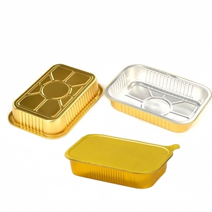 Food <strong>Container</strong> Smooth Wall Rectangle <strong>Big</strong> Size Aluminum Foil with Lid Eco Takeout Aluminum Foil Food Packing Carton Aluminum Box - Product Image 1