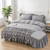 Parure de lit imprimée moderne de qualité supérieure qui rehausse l'esthétique de la pièce, jupe de lit complète, housse de couette, abordable, durable au quotidien, ensemble 4 pièces