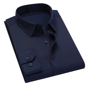 Camisas elásticas sólidas sin hierro para hombre, camisa de vestir de manga larga de Spandex, ajuste Regular para hombre con bolsillo frontal suave Easycared - Product Image 4