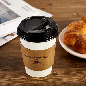 Café jetable à emporter gobelet en papier manchon en carton ondulé tasse à café manchon avec logo imprimé personnalisé