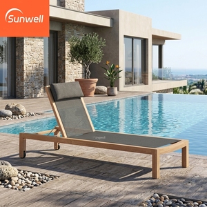 Chaise longue de jardin moderne et portable pour l'extérieur, chaise longue réglable en teck pour projets hôteliers et villas - Product Image 1