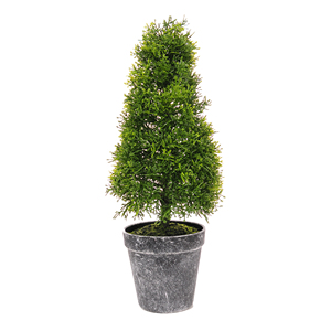 Arbre de Noël artificiel <span class=keywords><strong>en</strong></span> plastique, forme cône, topiaire, <span class=keywords><strong>en</strong></span> couches, vert émeraude, <span class=keywords><strong>pot</strong></span> gris vieilli, écologique, intérieur/extérieur, toute l'année - Product Image 1