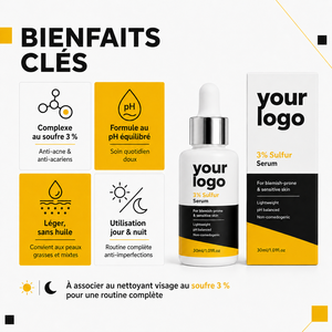 Suero para el Cuidado de la Piel de Fábrica ODM, Fórmula Personalizable, Control de Grasa, Cuidado Suave para Piel Sensible, Extracto de Azufre, Suero con 3% de Azufre - Product Image 6