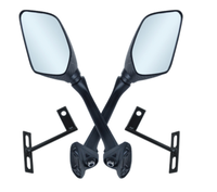 Rétroviseur rond universel pliable de moto, noir, 2 pièces, miroir