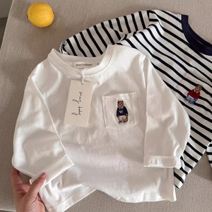 Children's Long Sleeve T-Shirt Striped Solid Color Cotton <b>Base</b> <b>Layer</b> Shirt Boys Autumn Wear - Product Image 4
