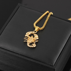Colliers Hip hop <span class=keywords><strong>Rock</strong></span> pour hommes, pendentif Animal en acier inoxydable, <span class=keywords><strong>Scorpion</strong></span>, chaîne en or, pendentif pour hommes, bijoux de mode - Product Image 2