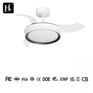 Lustre moderne de 42 pouces, rétractable invisible, 6 vitesses réglables, fonction de minuterie, éclairage LED au plafond avec ventilateur et télécommande - Product Image 4