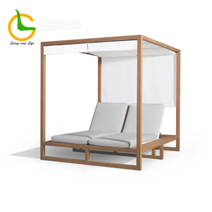 Chaise longue en teck meubles de patio chaise longue de plage lit de salon mobilier d'extérieur chaise longue en <span class=keywords><strong>bois</strong></span> chaises longues d'extérieur cabane de plage - Product Image 1