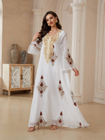 Robe Abaya musulmane de Dubaï avec paillettes et broderies |   Robe de soirée longue à manches longues pour femmes arabes, tenue de fête