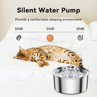 Fontaine à eau pour chat en acier inoxydable 304, 3,2 L, alimentée par courant alternatif, fontaine à boire automatique pour chats et petits chiens, ultra-silencieuse