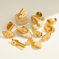 MICCI Set perhiasan wanita berlapis emas 18K, Anti noda Stainless Steel hipoalergenik Set Anting