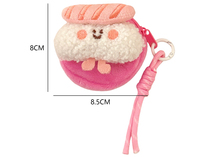 Porte-clés en peluche Sushi aux crevettes frites et saumon, Pochette à monnaie, Breloque de sac, Jouet alimentaire en peluche