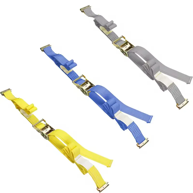 Hot Products Price 4 Pack 5' Galvanized Rails Yellow Blue Gray E Track Kit Ratchet Buckle Logistic Strap