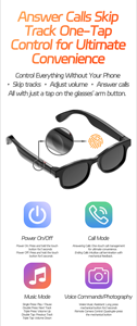 Lunettes Intelligentes V3 en Gros : Appels Bluetooth, Lecture Musicale, Assistant Vocal, Contrôle Tactile, Protection UV Extérieure, Unisexe - Product Image 5
