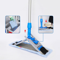 Tête de balai plat en plastique commercial 40 50 60 cm, cadre de balai à poussière en plastique pour utilisation sèche et humide, tampons de balai en microfibre