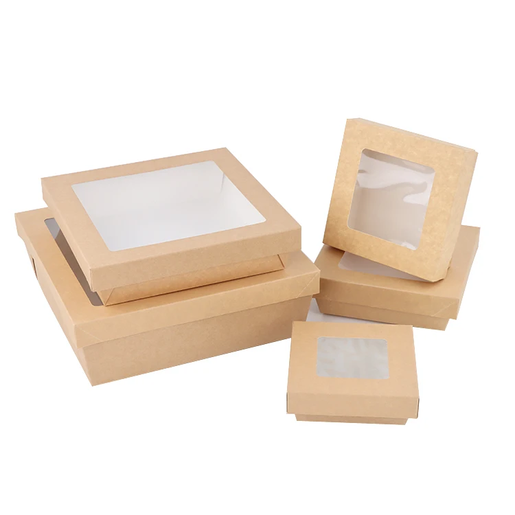 promotion multisize water proof take away salad sushi packaging paper disposable box for sushi with window