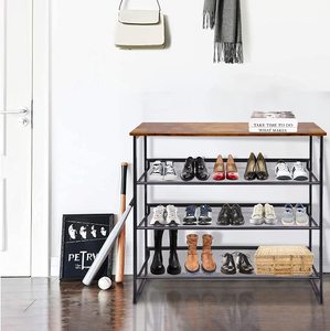 Metal and Wooden Top <b>Shoe</b> <b>Rack</b> Freestanding Organizer Modern <b>Storage</b> Adjustable <b>Shoe</b> <b>Rack</b> Stable Durable for Entryway furniture - Product Image 2