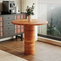 Table à manger Cammy Stone en marbre naturel, style Wabi-Sabi, luxe léger, design moderne, multifonctionnelle, 4 places, rouge, pour salon