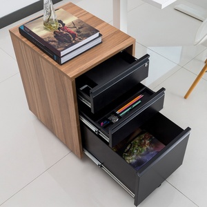 CAB02-1 3 Drawer Locking Vertical Mobile Wood Filing Cabinet Under Desk for Home Office File Rolling Pedestal Storage Organizer