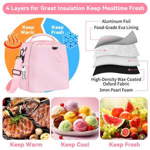 Sac à <span class=keywords><strong>lunch</strong></span> isolé Oxford pliable avec lettres seau capacité 12L fourre-tout étanche 2 crochets métalliques poches latérales en maille sangle réglable - Product Image 4