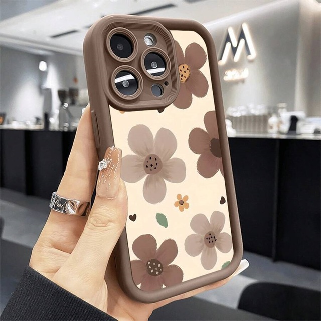 Customize Flower Patterns Mobile Phone Case for iPhone 15 16 17 Pro Max 13 14 Shell Cute Frosted Silicone Soft Back Cover
