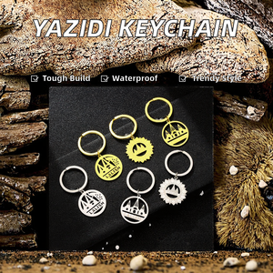 Pendentif porte-clés léger et étanche en acier inoxydable plaqué or 18 carats, motif paon, charme Yazidi <span class=keywords><strong>Lalish</strong></span> - Product Image 2