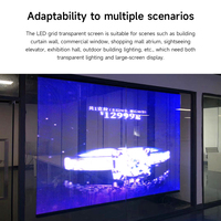 Écran LED transparent en grille P3.91-7.82 pour intérieur, haute résolution, ultra-fin, signalisation numérique, vitrine d'ascenseur, personnalisable OEM ODM