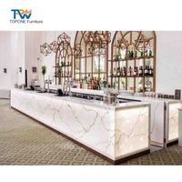 Comptoir de bar d'hôtel moderne en marbre onyx avec éclairage LED RVB pour mobilier d'hôtel