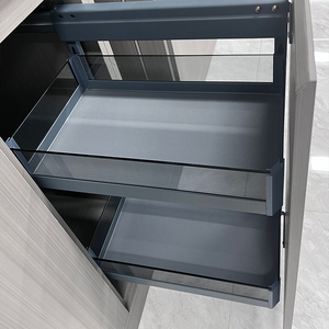 <span class=keywords><strong>2</strong></span> Lagen Houten Zijplank Zacht Dicht Glas Uittrekmand Keuken Push Open Lade Glijbanen Rekken Kast Opslag - Product Image 5