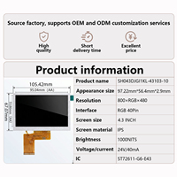 Schneller Versand BOE 4,3 Zoll 800x480 Auflösung Medizinische Industrielle TN TFT Touchscreen-Module Panelmontage 1000 Cd/m LCD